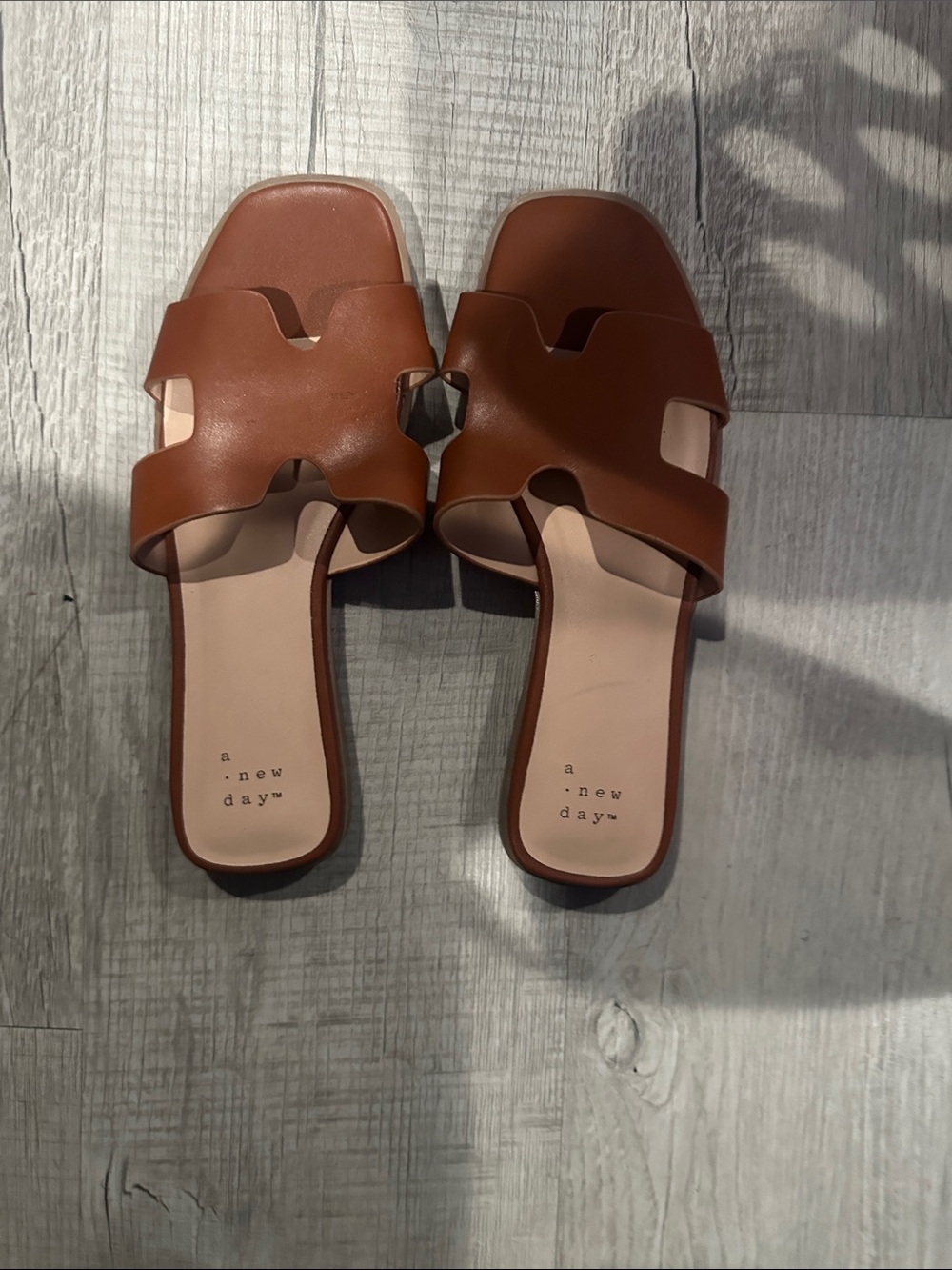a new day Cognac Cutout Slide Sandals